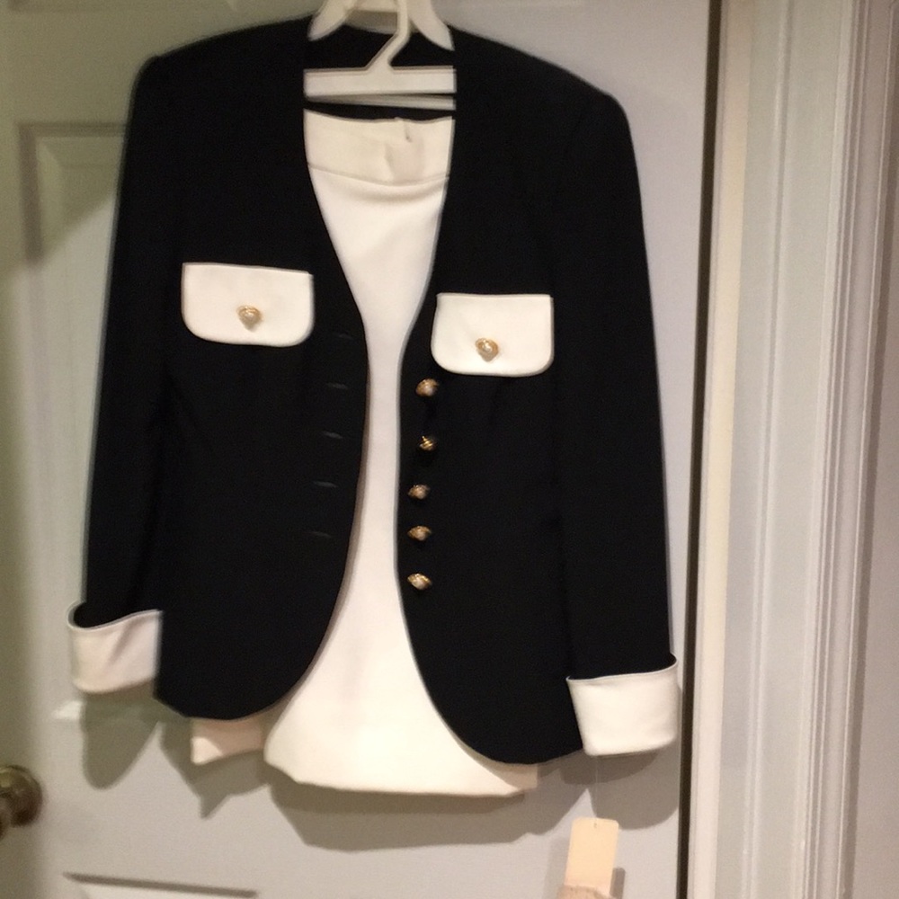 Women’s black and white suit